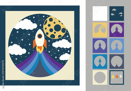 Space Exploration paper craft 3d multilayered crafting design
