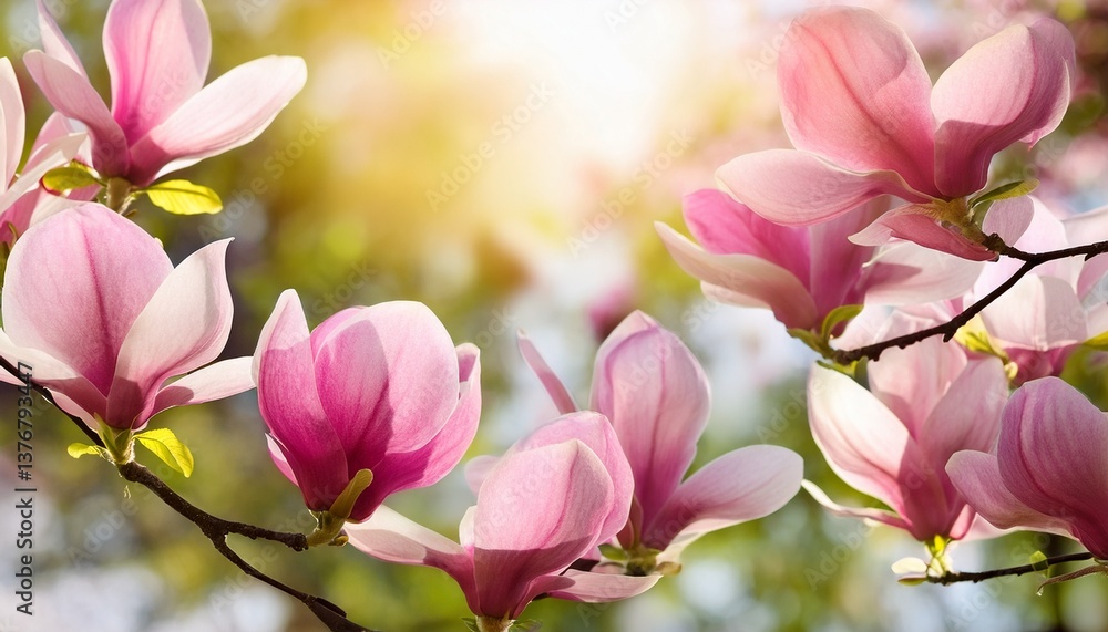Fototapeta premium magnolia blossom in spring spring nature background banner