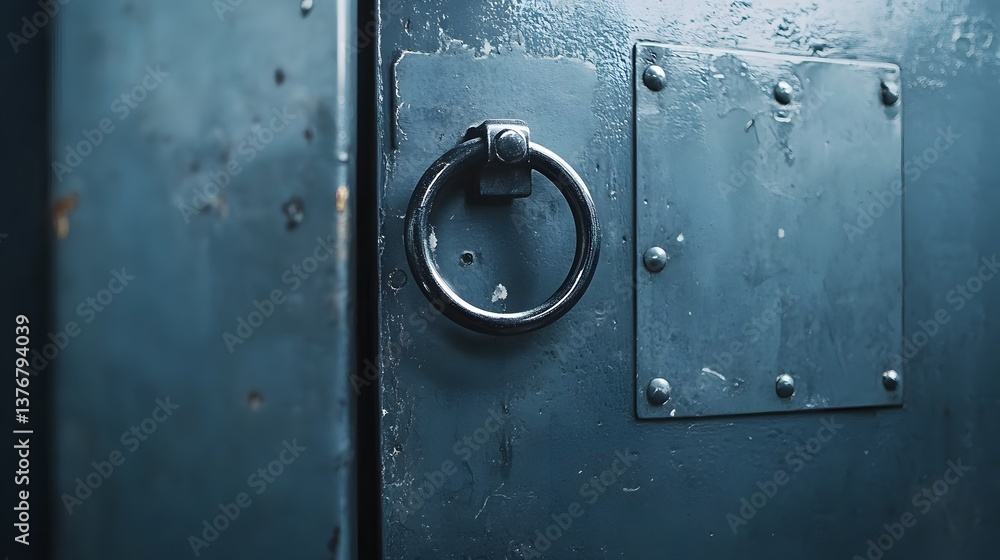 Professional Close-up of Metal Door with Locking Ring for Security Applications Professional Close-up of Metal Door with Locking Ring for Security Applications