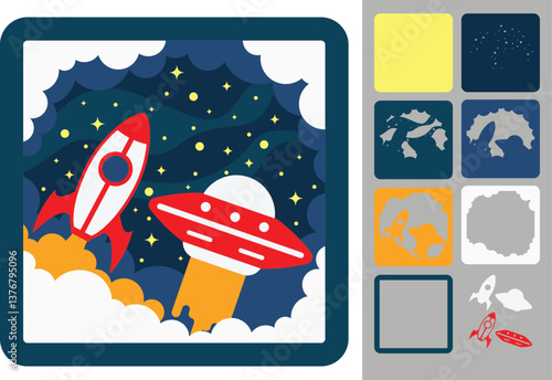 Space Exploration paper craft 3d multilayered crafting design