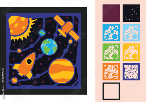 Space Exploration paper craft 3d multilayered crafting design