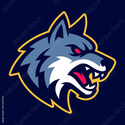 Wolf Head Vector Sports Mascot Logo – Fierce Wolf Team Emblem for Esports & Athletic Branding