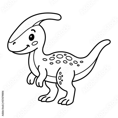 Playful parasaurolophus dinosaur coloring page for kids, perfect for books, crafts, and learning