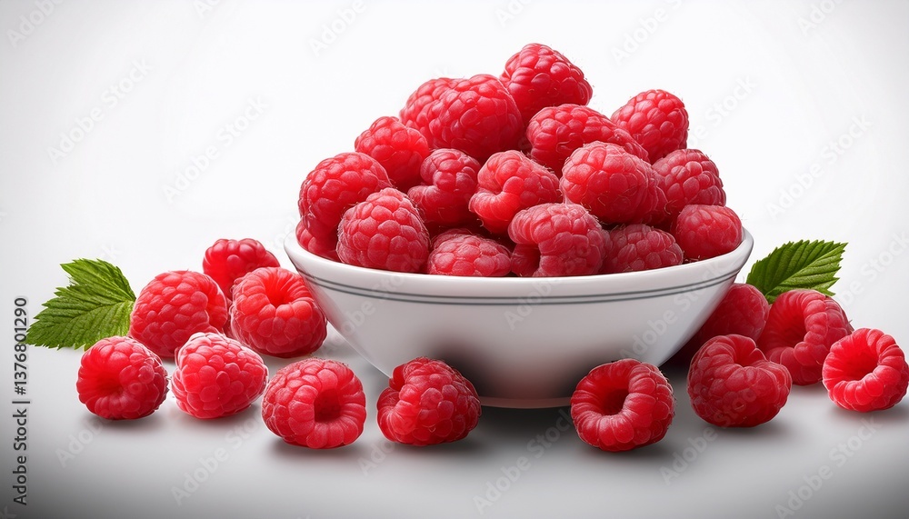 perfectly ripe raspberries overflowing from a bowl isolated on transparent background perfectly ripe raspberries overflowing from a bowl isolated on transparent background