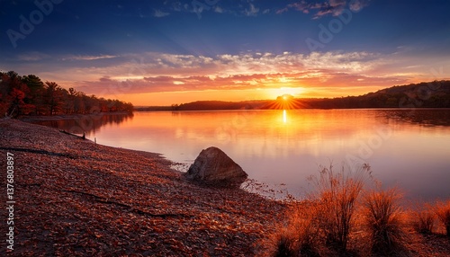 beautiful sunset on beaver lake near rogers arkansas