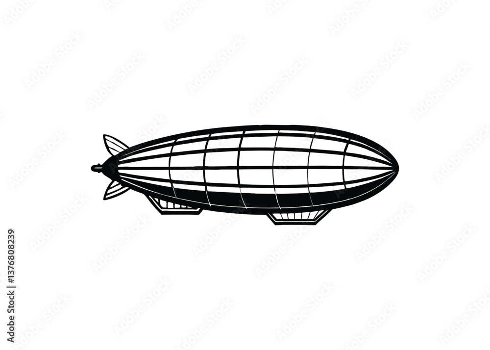 Silhouette of an airship isolated on a white background Silhouette of an airship isolated on a white background