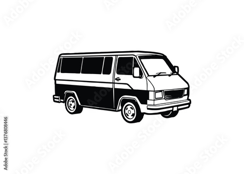 Silhouette of cargo van isolated on a white background