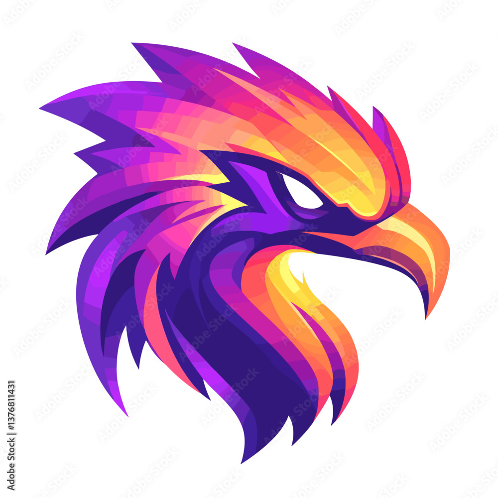 Naklejka premium Vibrant side view logo featuring a lightning phoenix, perfect for esports branding and team identities