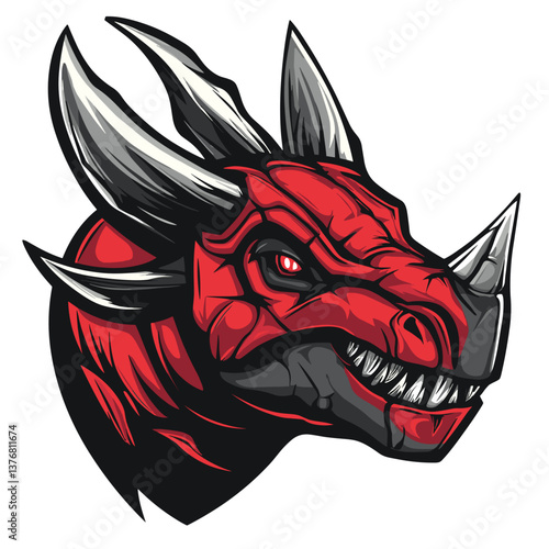 Unique armored triceratops logo designed for competitive esports teams showcasing strength and fierceness