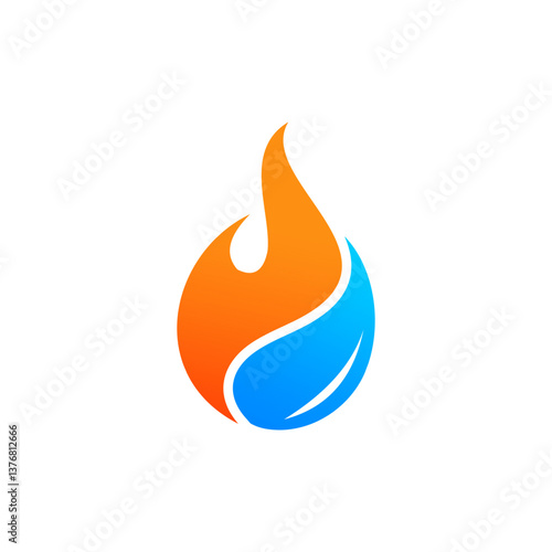 vector logo, fire and water on a clean clear transparent background