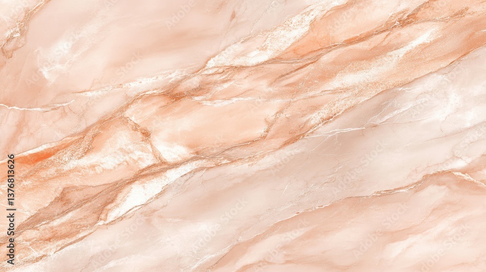 Fototapeta premium A close-up view of a beautifully patterned marble surface showcasing soft peach and cream swirls, perfect for interior design projects or as a background for elegant presentations