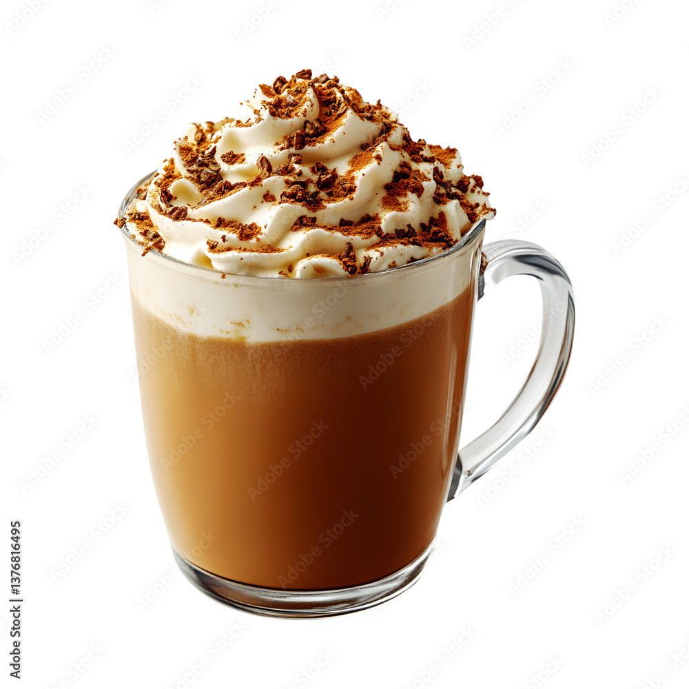 Pumpkin Chai Latte with Whipped Cream Isolated on Transparent Background Pumpkin Chai Latte with Whipped Cream Isolated on Transparent Background