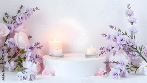 Wallpaper Mural Serene Podium Design with Stone and Citrus Accents in Soft Peach and Lemon Tones Torontodigital.ca