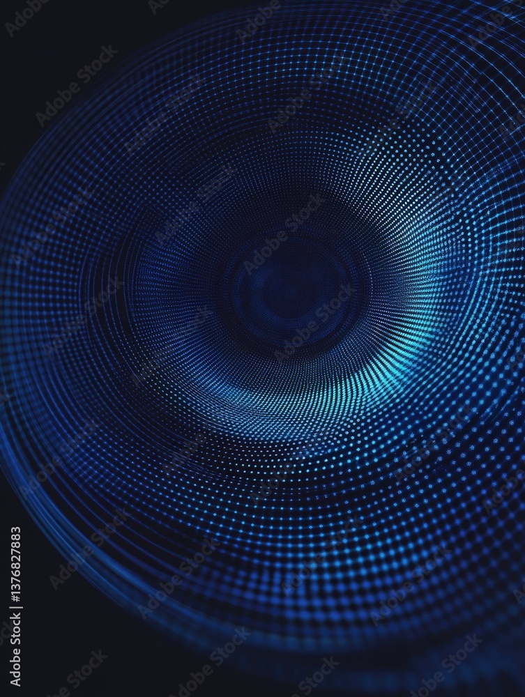 Microscopic view of sound wave patterns in a circular speaker.