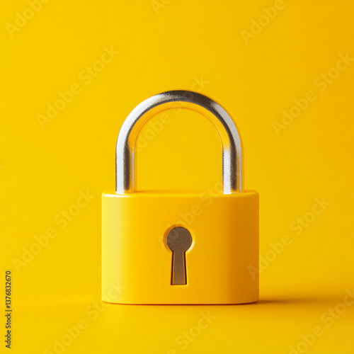 Wallpaper Mural Bright yellow padlock displayed against a vibrant yellow background symbolizes security and protection in a modern design context Torontodigital.ca