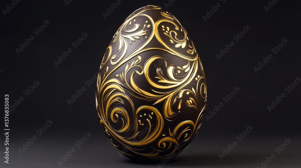 A deep brown Easter egg with elegant gold vein like patterns. The luxurious, marble-inspired design adds a sophisticated touch, making it perfect for decorative themes, and digital art A deep brown Easter egg with elegant gold vein like patterns. The luxurious, marble-inspired design adds a sophisticated touch, making it perfect for decorative themes, and digital art