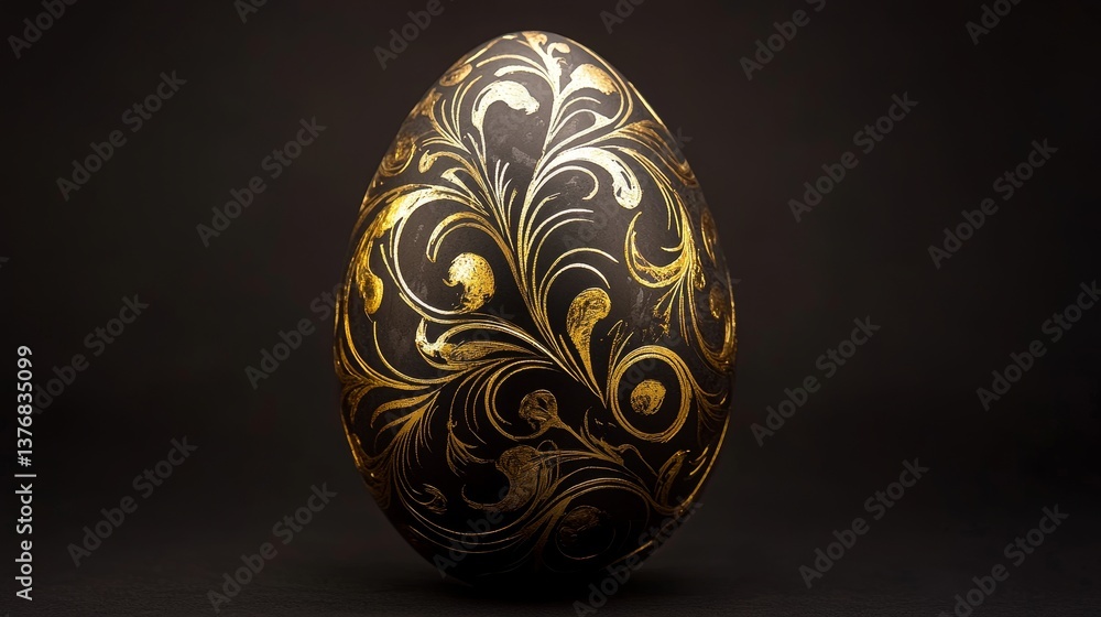 A deep brown Easter egg with elegant gold vein like patterns. The luxurious, marble-inspired design adds a sophisticated touch, making it perfect for decorative themes, and digital art A deep brown Easter egg with elegant gold vein like patterns. The luxurious, marble-inspired design adds a sophisticated touch, making it perfect for decorative themes, and digital art