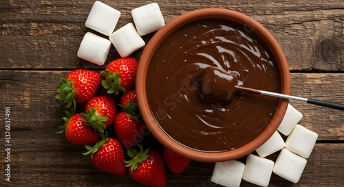 chocolate fondue and strawberry