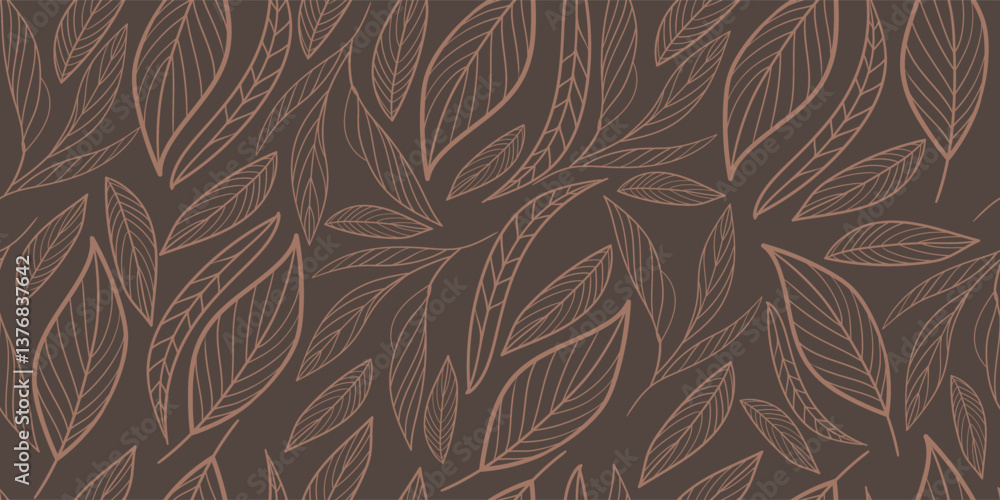Seamless pattern with abstract leaves. Floral wallpaper in minimalistic linear style. Trendy colors background, line art design element. Vector illustration. Template for design, paper, cover, fabric Seamless pattern with abstract leaves. Floral wallpaper in minimalistic linear style. Trendy colors background, line art design element. Vector illustration. Template for design, paper, cover, fabric