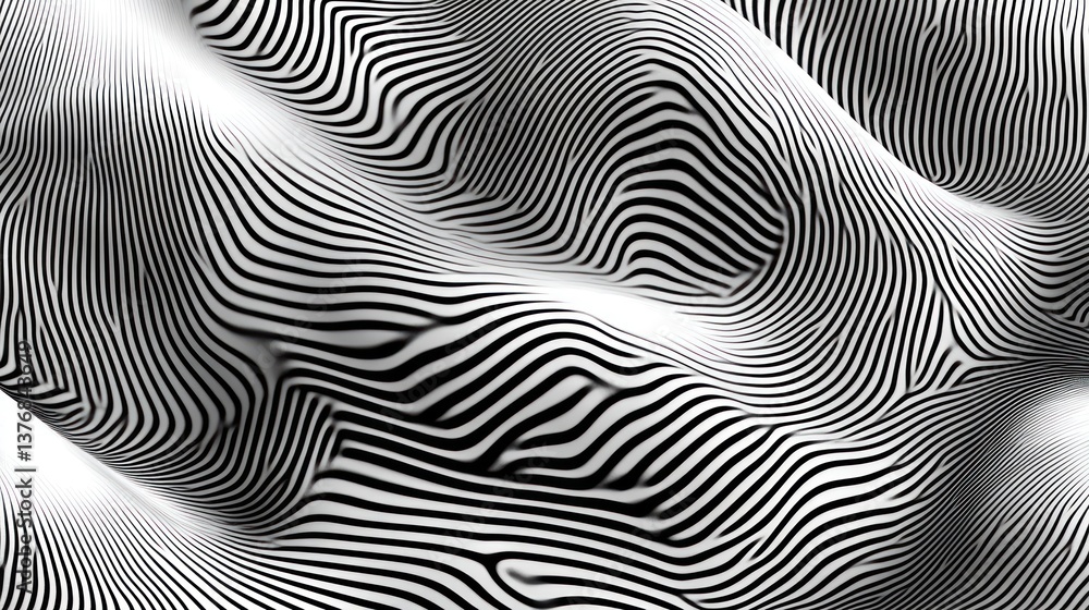 Abstract Black and White Wavy Lines Illusion Abstract Black and White Wavy Lines Illusion