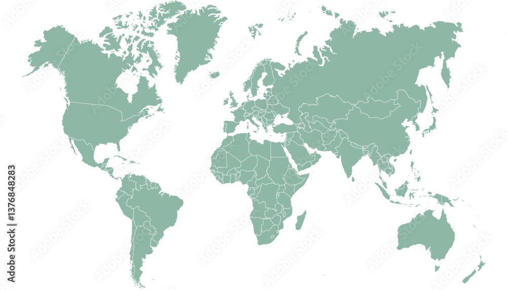 Obraz premium World map. Grey modern vector map. Silhouette map 