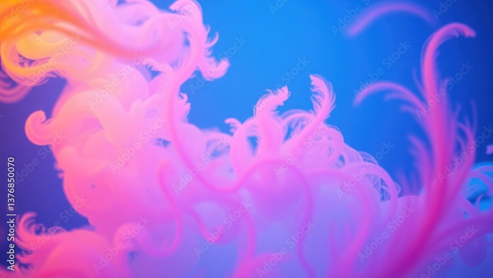 Fototapeta premium Abstract Pink Smoke Swirling on Blue Gradient Background for Artistic Design