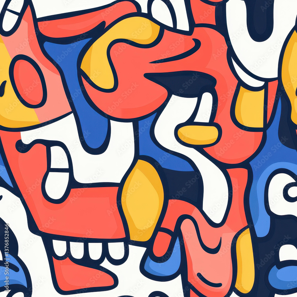 Dive into vibrant Doodle Monster faces with this seamless pattern, perfect for digital art, textiles, and funky wallpaper Dive into vibrant Doodle Monster faces with this seamless pattern, perfect for digital art, textiles, and funky wallpaper