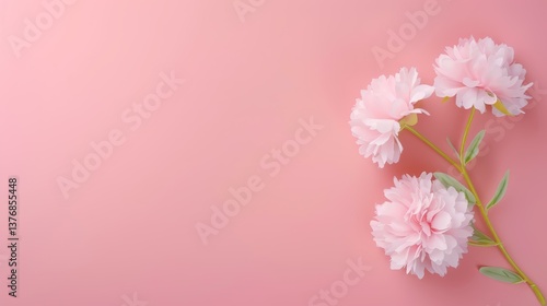 Delicate peonies bloom in soft white and pastel pink, creating a serene floral backdrop perfect for any design project.