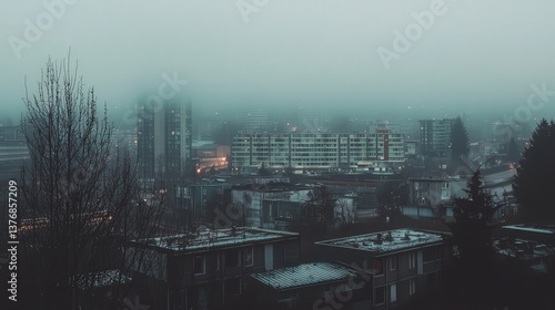 Bleak urban landscape, scenery, view, scene, paysage, cityscape