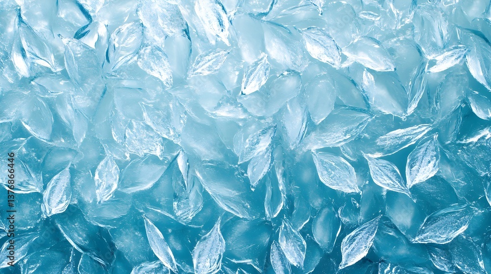 Fototapeta premium A stunning close-up shot reveals a beautiful collection of translucent blue ice crystals perfectly arranged for a refreshing background image.