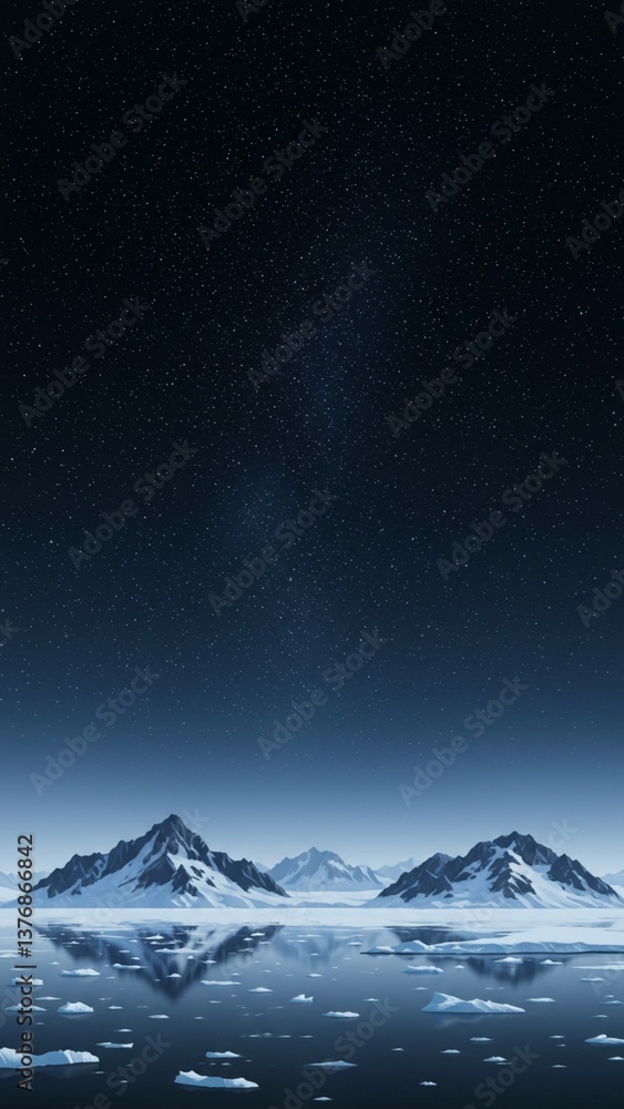 Milky Way Over Snowy Mountains in Digital Art Milky Way Over Snowy Mountains in Digital Art