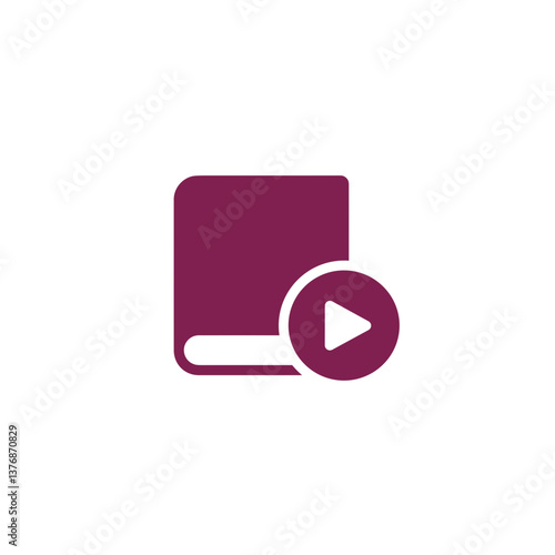 Video Tutorial Vector Icon with Play Button and Book, Minimalist Style, E-learning & Online Education Concept for Platforms, Websites, UI Design