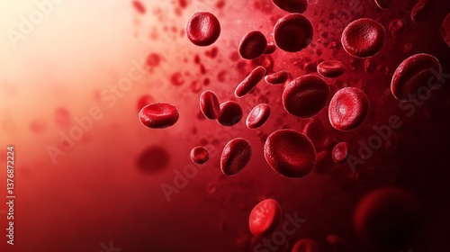 Anemia Blood Cells on Red Background – Hematology Concept