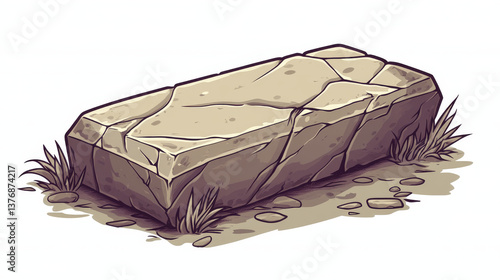 Cemetery symbol, stone tomb or sarcophagus, cartoon vector. Stone sarcophagus or coffin, halloween illustration isolated on white background