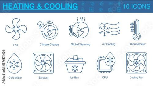 heating and cooling icon vector illustration concept