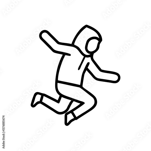 Parkour athlete in hoodie mid-air jump over obstacle