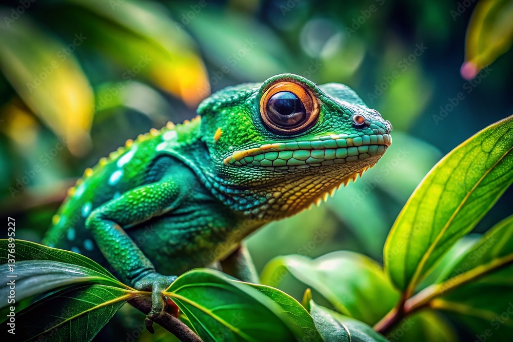 Fototapeta premium Candid Rainforest Animals: Vibrant Wildlife in Lush Tropical Foliage