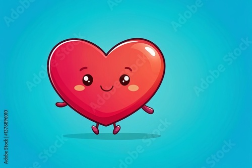 Cartoon Beating Heart Illustration - Cute Animated Heart Graphic for Valentine's Day, Love, and Romance Designs