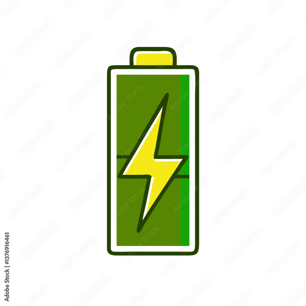 Battery with Lightning Icon - icon on “Eco / Sustainability” theme Battery with Lightning Icon - icon on “Eco / Sustainability” theme