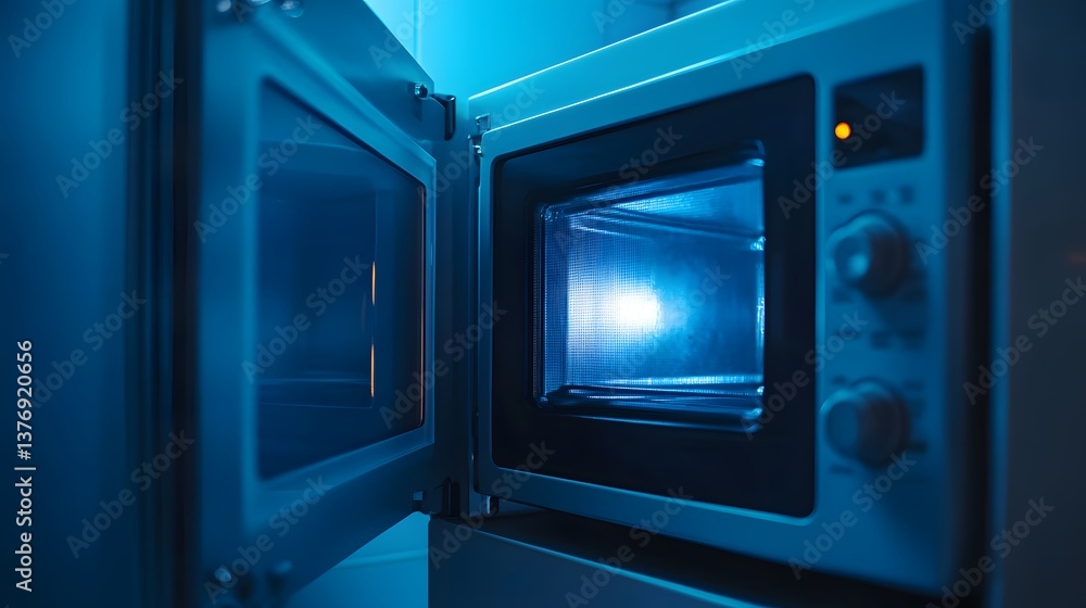 Fototapeta premium Professional Close-Up View of Microwave Oven Interior for Kitchen Appliance Advertising