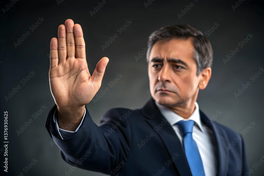 Businessman Making Stop Gesture with Hand – No Entry, Warning Sign,No More Concept,Stop Gesture. Man with raised opening hand making No more gesture .
Businessman Making Stop Gesture with Hand – No Entry, Warning Sign,No More Concept,Stop Gesture. Man with raised opening hand making No more gesture .