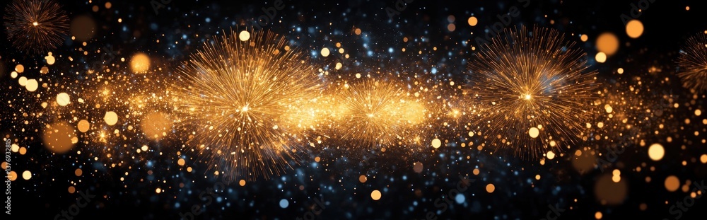 Obraz premium New Year Fireworks Celebration Golden Sparkles Night Sky 2025 to 2025