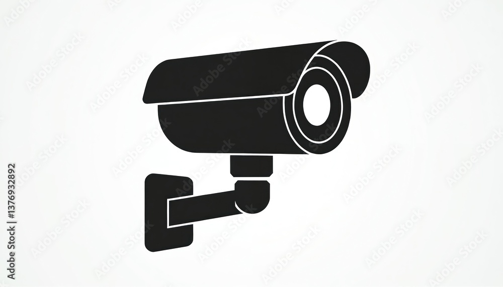 Black surveillance camera icon on white background. Security, privacy, protection, monitoring, watching concept. CCTV equipment. Video control. Security camera symbol. Smart home tech. Black surveillance camera icon on white background. Security, privacy, protection, monitoring, watching concept. CCTV equipment. Video control. Security camera symbol. Smart home tech.