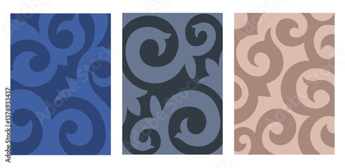 Set of national kazakh patterns background, vector illustration. For design, wallpaper, card, banner, flyer. National ornament of Kyrgyz, Mongol, Buryat, Kalmyk ethnicities