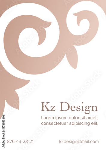 Kazakh graphic design template for poster, cover or flyer. Ethnic ornament, national ornament on background. Simple abstract minimal ornament texture. Decorative art of nomads.