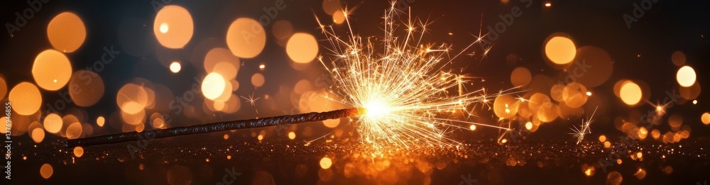 Obraz premium Celebration with Bright Sparklers for New Year and Festivals