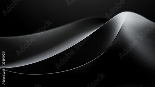 Minimalist Abstract Black Background Illustration Smooth Curves Soft Lighting 3D Rendering