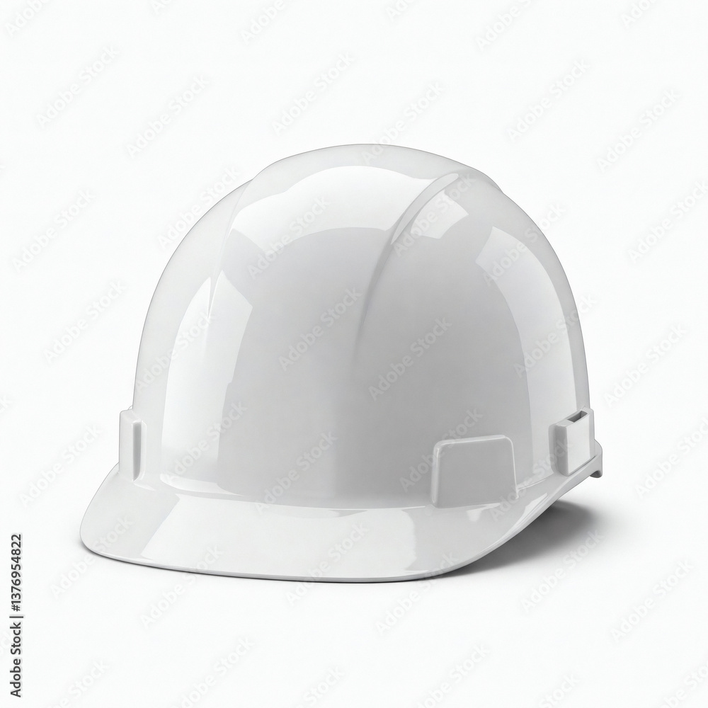 Fototapeta premium White hardhat isolated on white background. 3D illustration. Series.