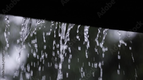 Rain flowing off a roof