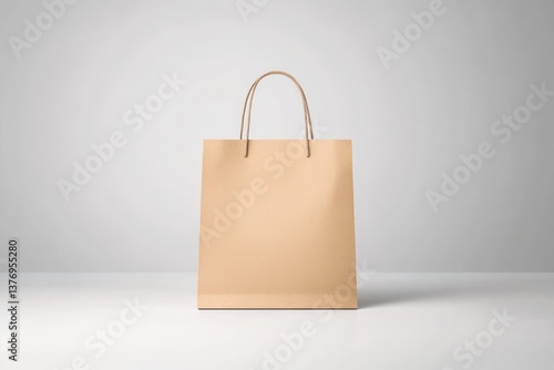 Craft Brown Paper Bag with Handle Vector Mockup for Food Packaging Retail Merchandising Collection